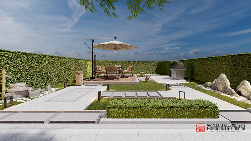 鄭州天倫莊園160平米別墅庭院設(shè)計(jì)