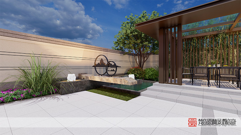 鄭州京水花園240平米別墅庭院設(shè)計(jì)