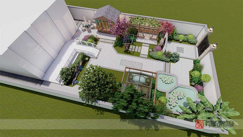 鄭州花園新村別墅庭院設(shè)計