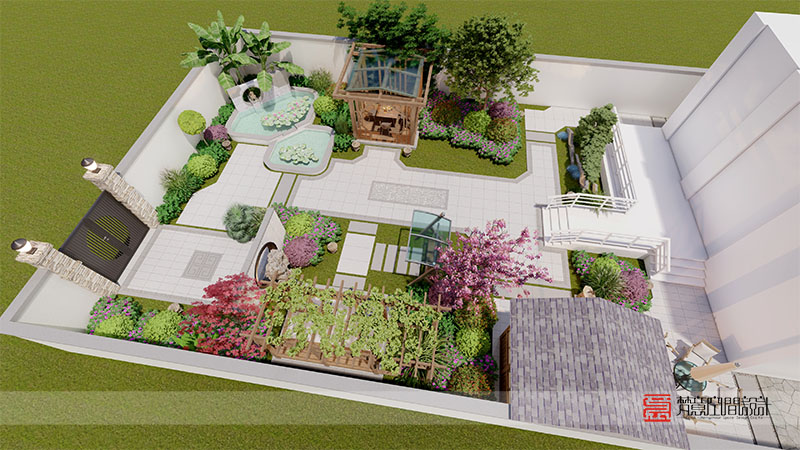 鄭州花園新村別墅庭院設(shè)計