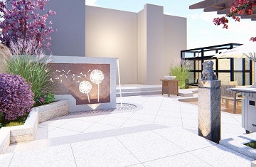 鄭州庭院設(shè)計——鴻園梧桐苑84平米庭院