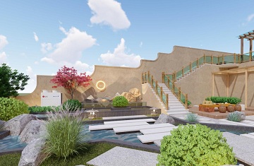 鄭州別墅庭院設(shè)計——思念果嶺445平米庭院